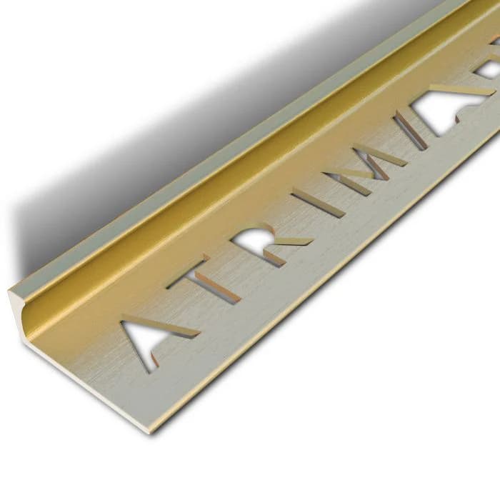 Atrim 10mm Straight Edge Aluminium Brushed Brass Effect Tile Trim - 2.5m