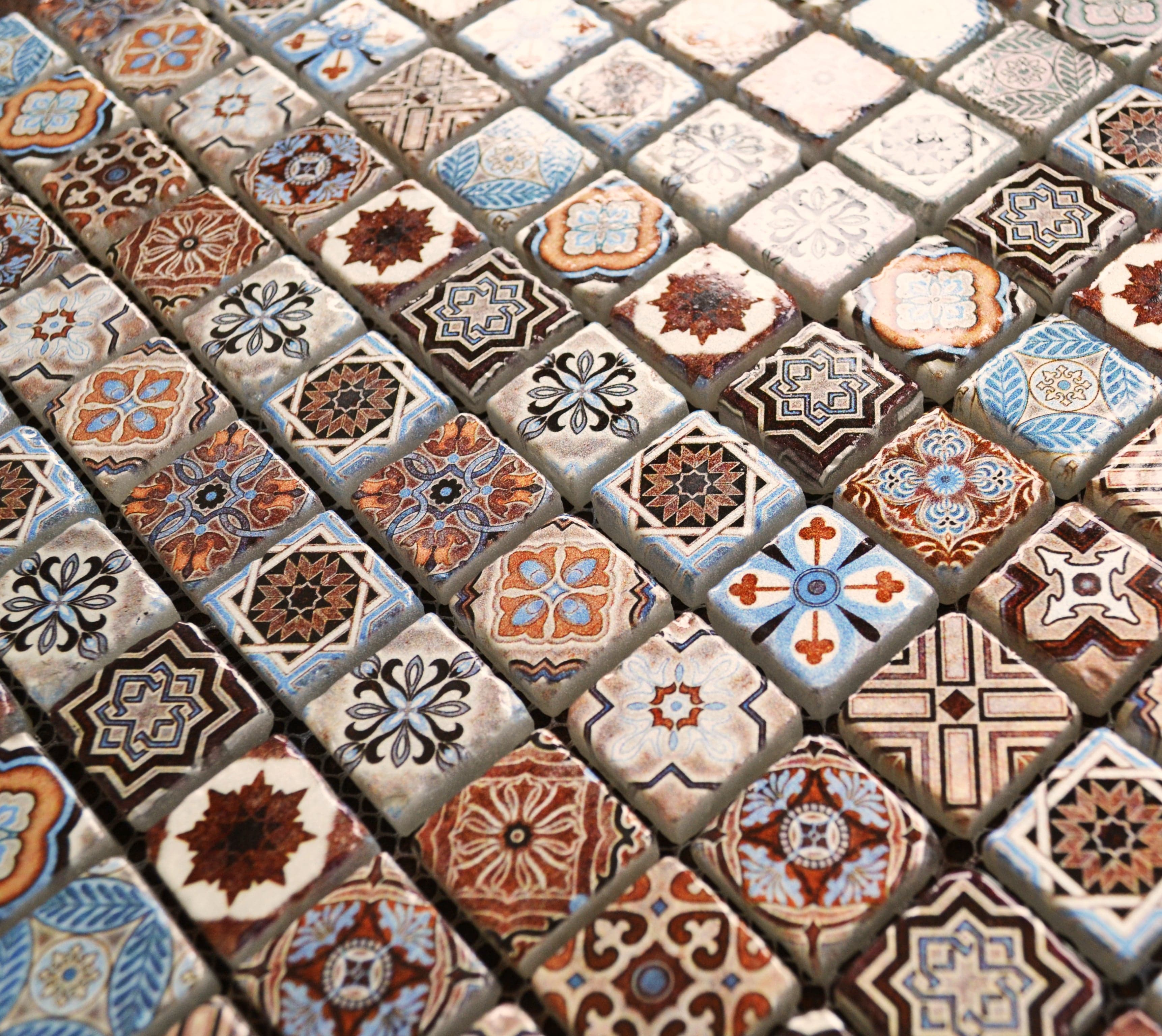 Vintage Mosaic Blue Gold