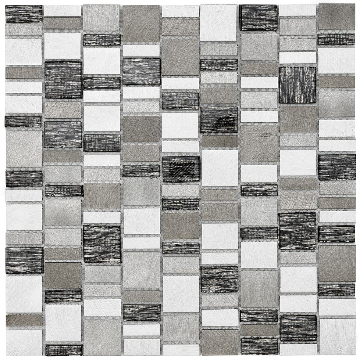 Chrome Copper Glass & Metal Linear Mix Size Mosaic