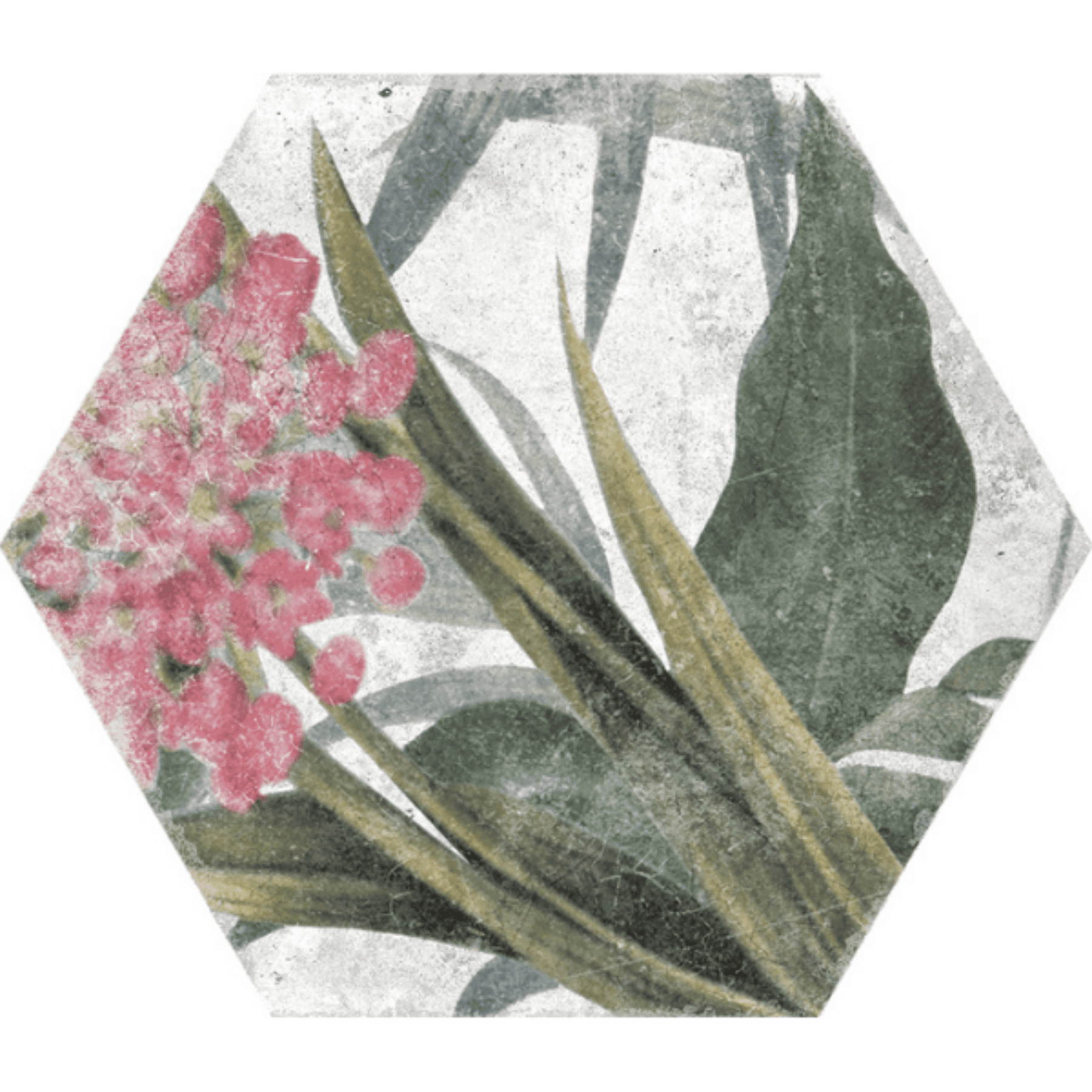 Aruba Hexagon Blanco Flower Matt