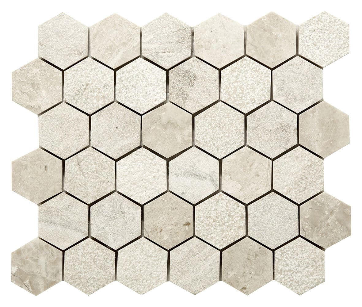 Vanilla Cream Mix Finish Marble Hexagon Mosaic