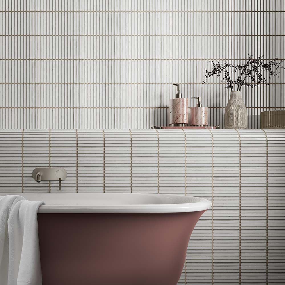 Linear White Gloss Wall Mosaic