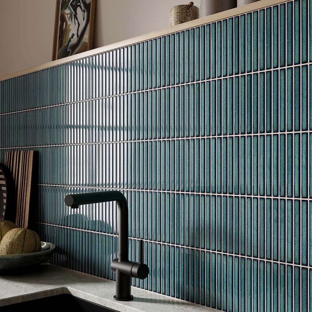 Linear Green Gloss Wall Mosaic
