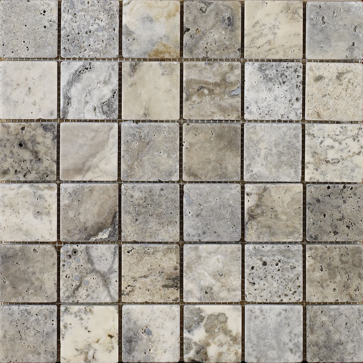 Anatolian Grey Travertine Mosaic