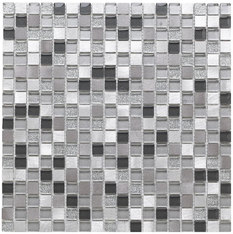 Platinum Glass/Metal Mix Mosaic 15x15mm