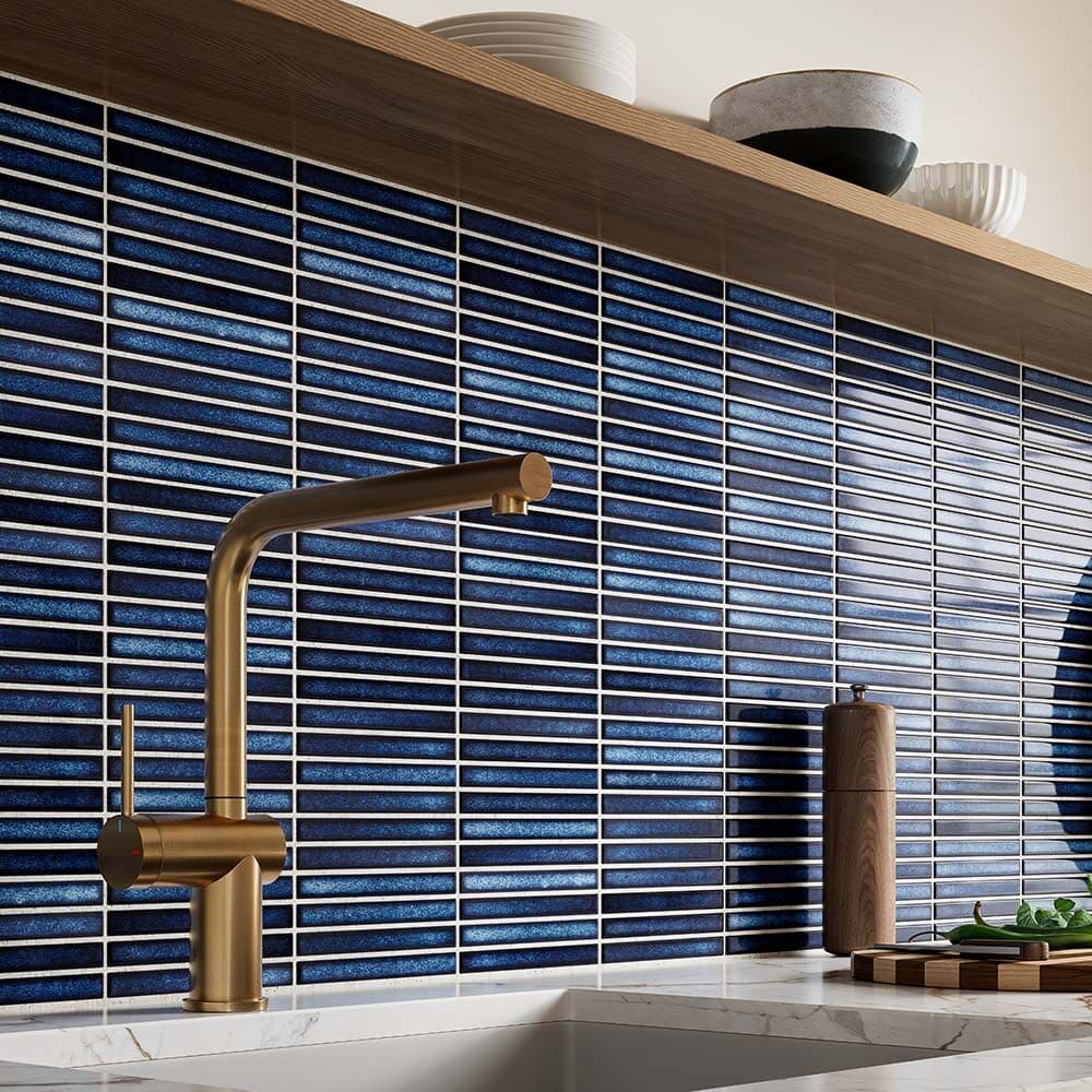 Linear Blue Gloss Wall Mosaic