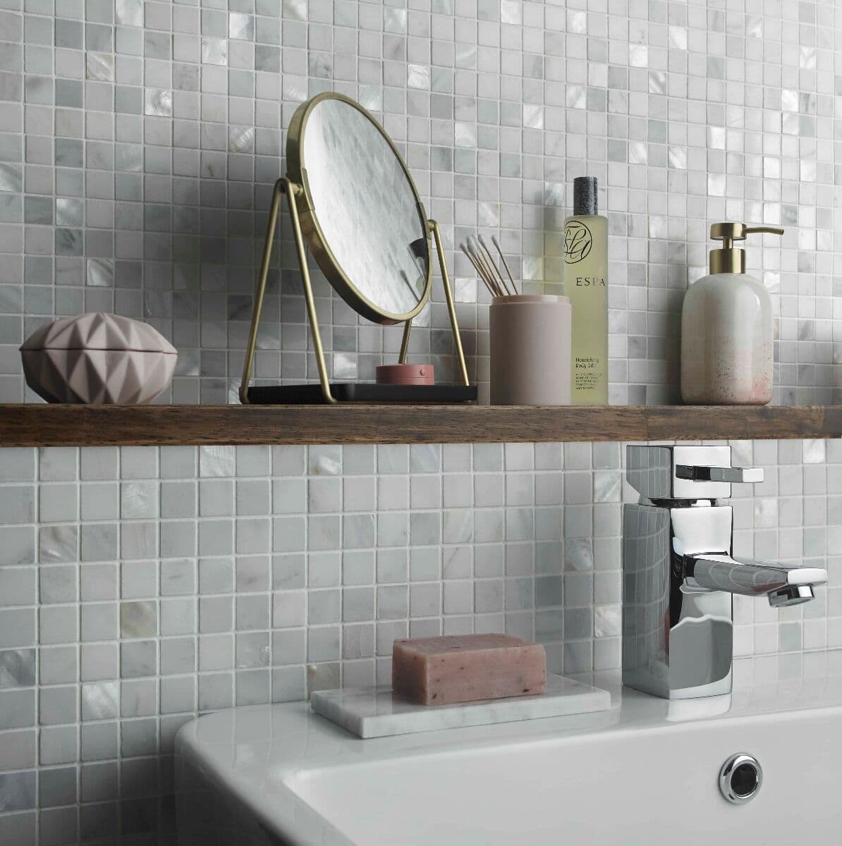Bari White Marble & Mother of Pearl Mosaic